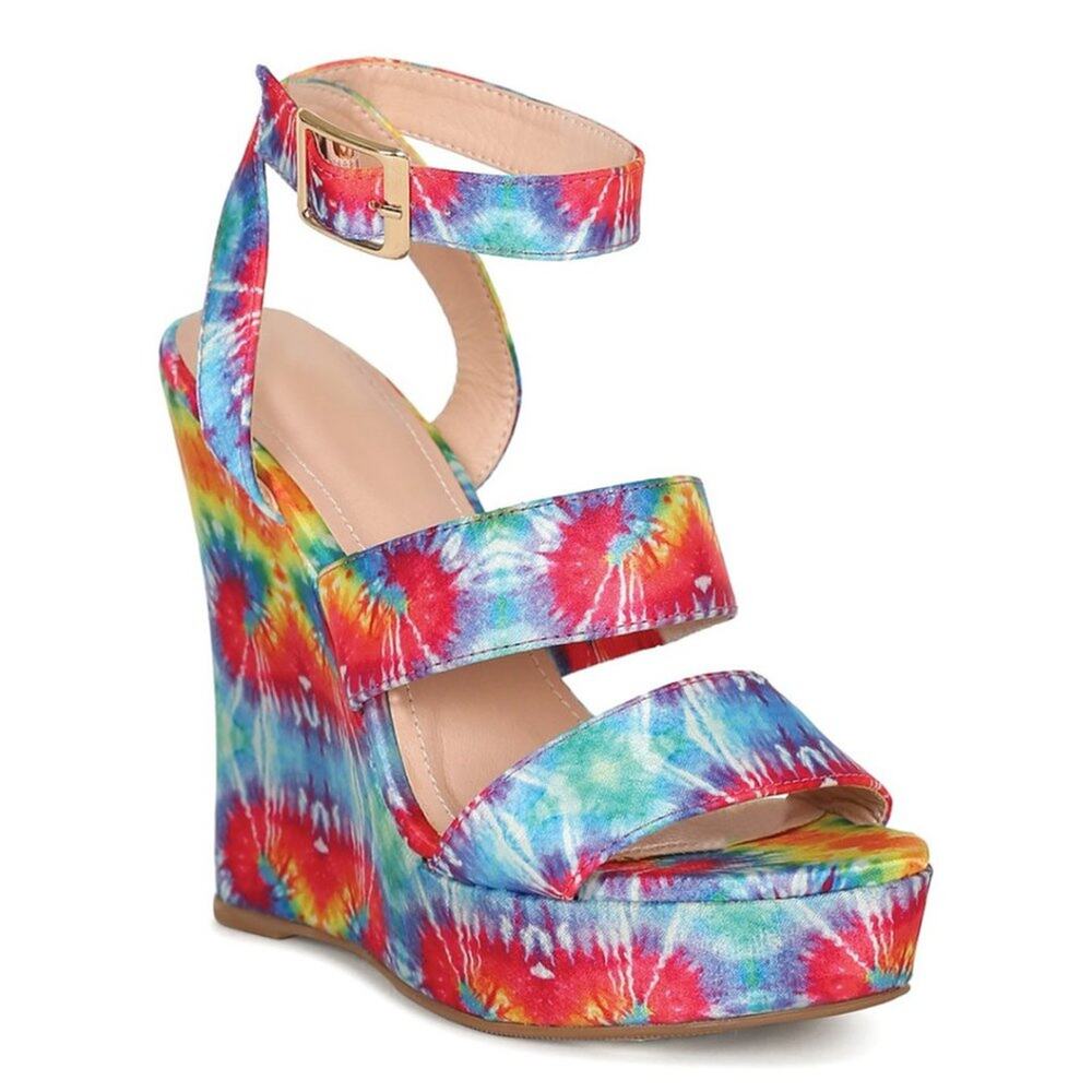 Cathy Din Tie Dye Angeta Platform Wedge Sandals